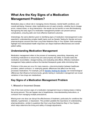 What Are the Key Signs of a Medication Management Problem