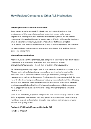 How Radicut Compares to Other ALS Medications