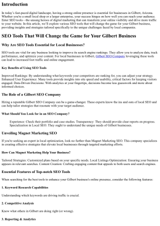 SEO Tools That Will Change the Game for Your Gilbert Business