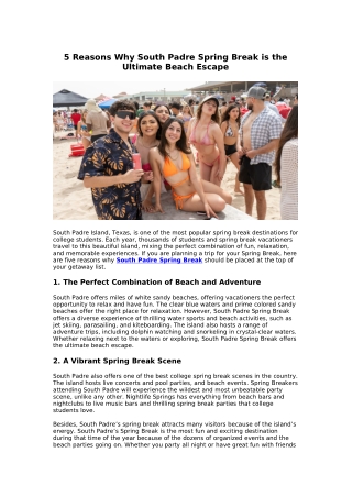 5 Reasons Why South Padre Spring Break is the Ultimate Beach Escape