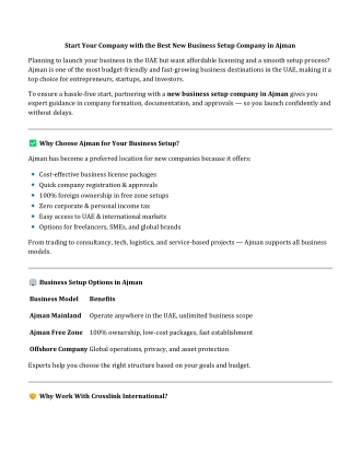 Start Your Company with the Best New Business Setup Company in Ajman