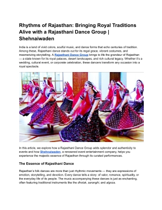 Rhythms of Rajasthan Bringing Royal Traditions Alive with a Rajasthani Dance Group  Shehnaiwaden