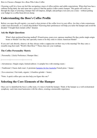 How to Choose a Hamper for a Boss Who Likes Coffee