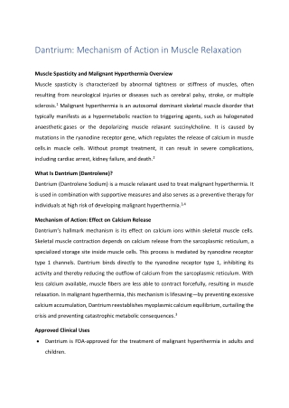 Dantrium-Mechanism of Action in Muscle Relaxation