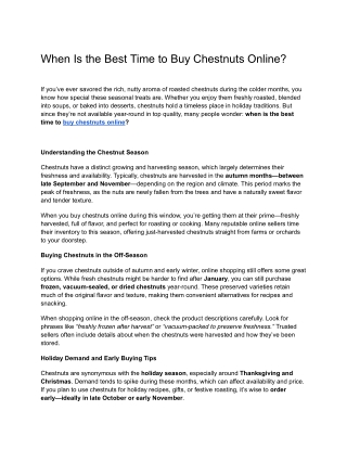 When Is the Best Time to Buy Chestnuts Online