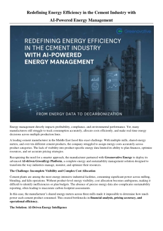 AI in Cement Manufacturing: Redefining Energy Efficiency & Cost Allocation