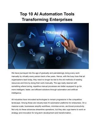 How AI Automation Tools Are Shaping the Future of Enterprise Operations