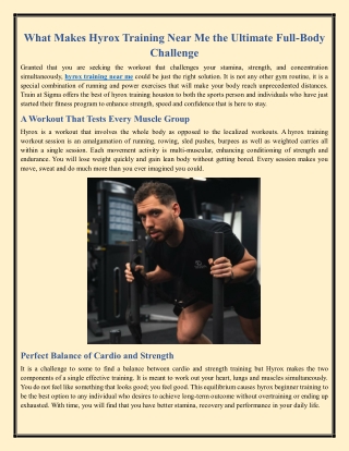 What Makes Hyrox Training Near Me the Ultimate Full