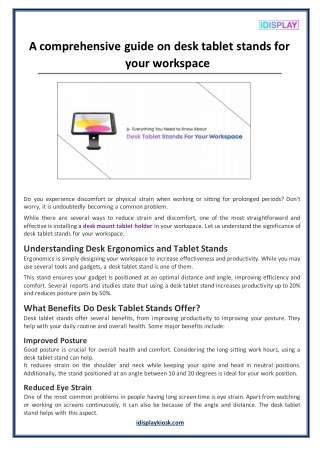 A comprehensive guide on desk tablet stands for your workspace