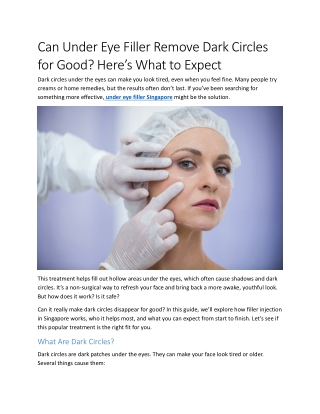 Can Under Eye Filler Remove Dark Circles for Good? Here’s What to Expect