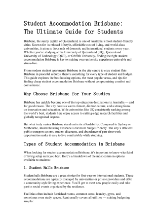 Student Accommodation Brisbane | Modern & Affordable Housing