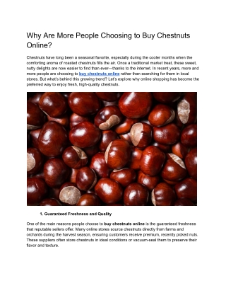 Why Are More People Choosing to Buy Chestnuts Online