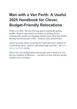 Affordable Man with a Van Perth – Safe and Easy Moves