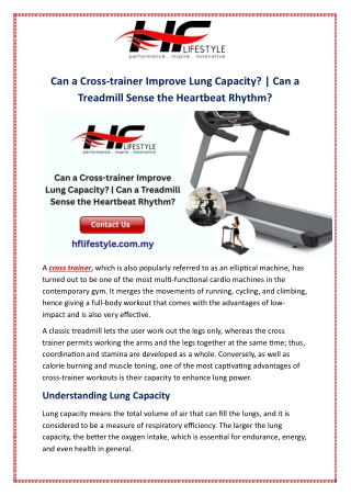 Can a Cross-trainer Improve Lung Capacity? | Can a Treadmill Sense the Heartbeat