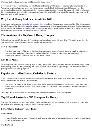 What Are the Best Local Australian Gift Hampers for Local Honey?