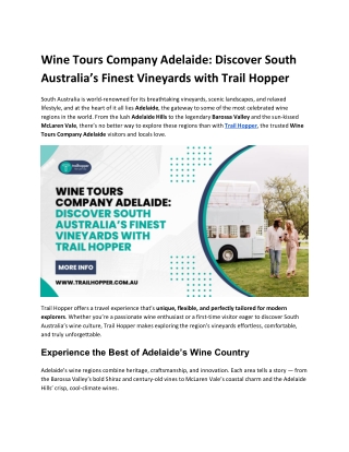 Wine Tours Company Adelaide_ Discover South Australia’s Finest Vineyards with Trail Hopper