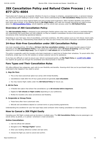 JSX  airlines Cancellation Policy |  1-877-271-4004 My Flight Policy