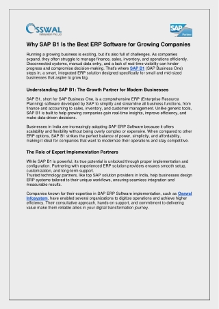 Why SAP B1 Is the Best ERP Software for Growing Companies