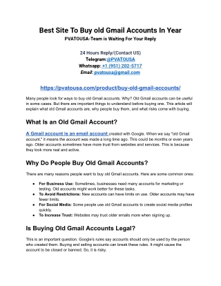 Best Site To Buy old Gmail Accounts In Year