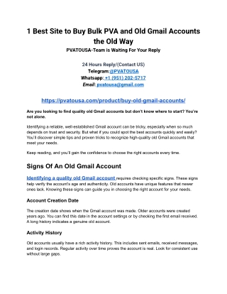 1 Best Site to Buy Bulk PVA and Old Gmail Accounts the Old Way