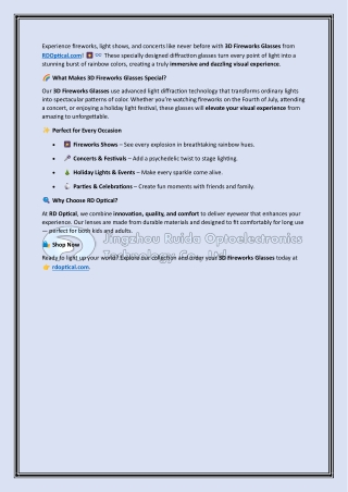 Shop 3D Fireworks Glasses for Dazzling Visual Effects