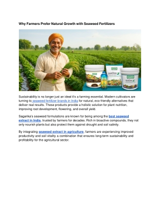 Why Farmers Prefer Natural Growth with Seaweed Fertilizers