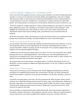 Land Surveying in Melbourne