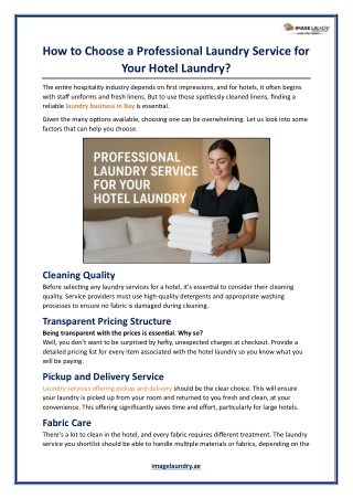 How to Choose a Professional Laundry Service for Your Hotel Laundry
