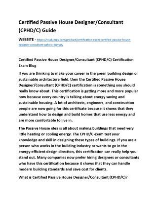 Certified Passive House Designer Consultant (CPHD C) Preparation Guide Essential Study Resources
