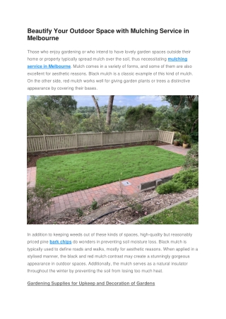Beautify Your Outdoor Space with Mulching Service in Melbourne