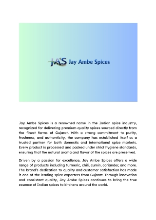 Leading Spice Exporter from Gujarat