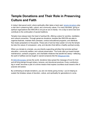 Temple Donations | Support ISKCON’s Spiritual Mission