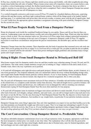 Dumpster Rentals Near Me: Why El Paso Homeowners Trust Dumpster Champs