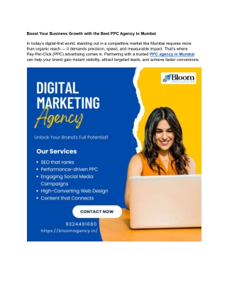 Boost Your Business Growth with the Best PPC Agency in Mumbai
