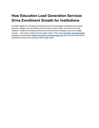 How Education Lead Generation Services Drive Enrollment Growth for Institutions