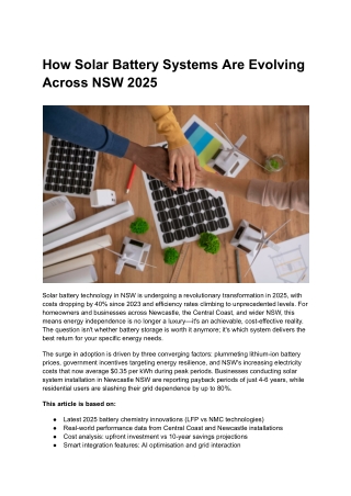 How Solar Battery Systems Are Evolving Across NSW 2025?