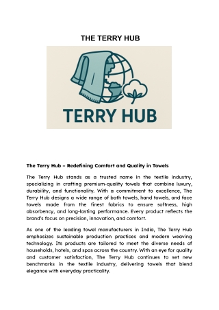 The Terry Hub – Bath Towel Manufacturers in India