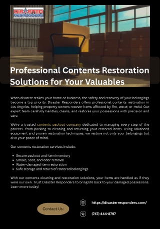 Professional Contents Restoration Solutions for Your Valuables