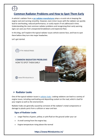 Common Radiator Problems and How to Spot Them Early