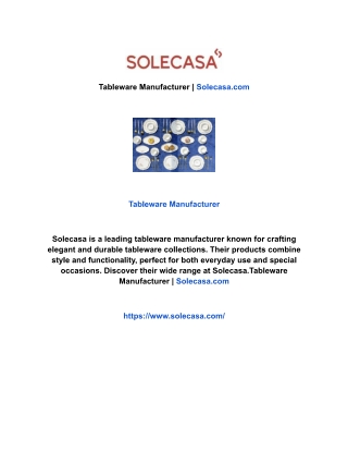 Tableware Manufacturer | Solecasa.com