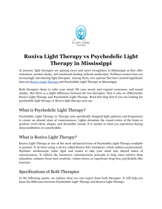 Roxiva Light Therapy vs Psychedelic Light Therapy in Mississippi