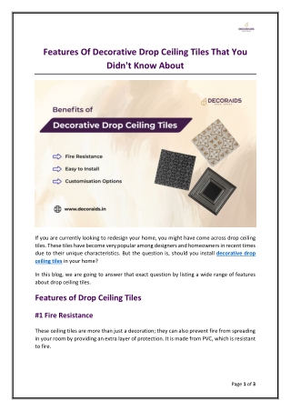 Features of Decorative Drop Ceiling Tiles That You Didn't Know About