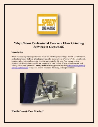 Why Choose Professional Concrete Floor Grinding Services in Glenwood