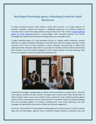 Best Digital Marketing Agency: Unlocking Growth for Small Businesses