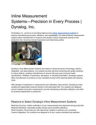 Inline Measurement Systems—Precision in Every Process _ Dynalog, Inc