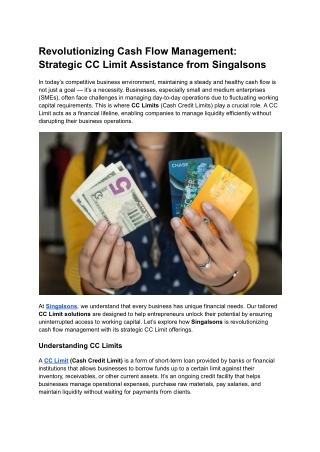 Revolutionizing Cash Flow Management Strategic CC Limit Assistance from Singalsons