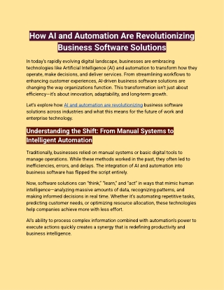 How AI and Automation Are Revolutionizing Business Software Solutions