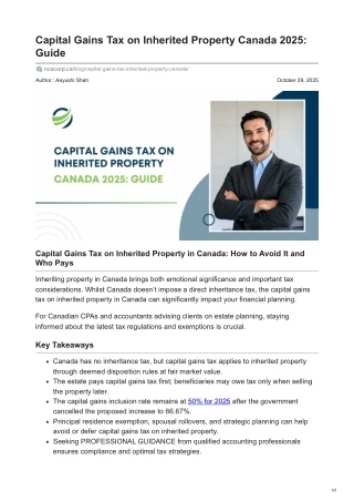 Canada 2025: Capital Gains on Inherited Property