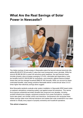 What Are the Real Savings of Solar Power in Newcastle?