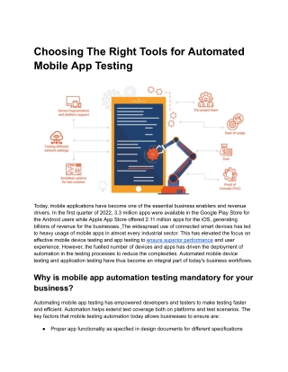 Choosing The Right Tools for Automated Mobile App Testing